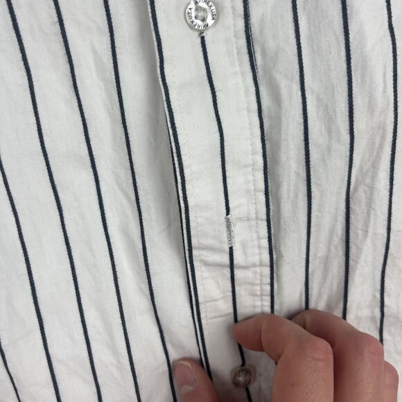 Avirex USA Shirt Mens L White / Black Button Up Long Sleeve Striped *Read* - Picture 14 of 16